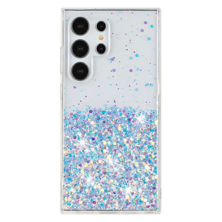 For Samsung Galaxy S23 Ultra 5G Transparent Frame Noctilucent Glitter Powder TPU Phone Case