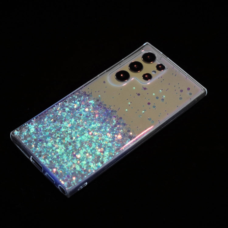 For Samsung Galaxy S23 Ultra 5G Transparent Frame Noctilucent Glitter Powder TPU Phone Case
