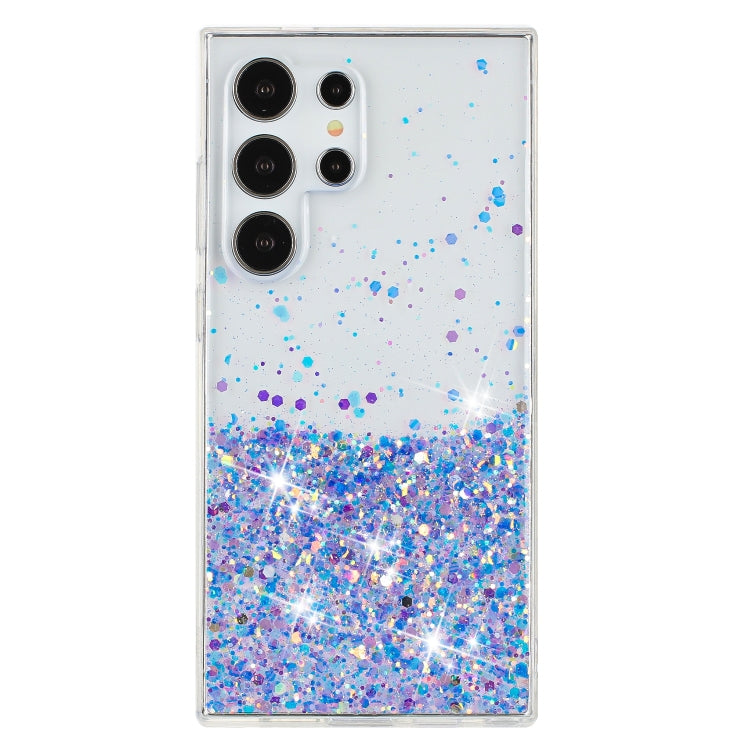 For Samsung Galaxy S23 Ultra 5G Transparent Frame Noctilucent Glitter Powder TPU Phone Case