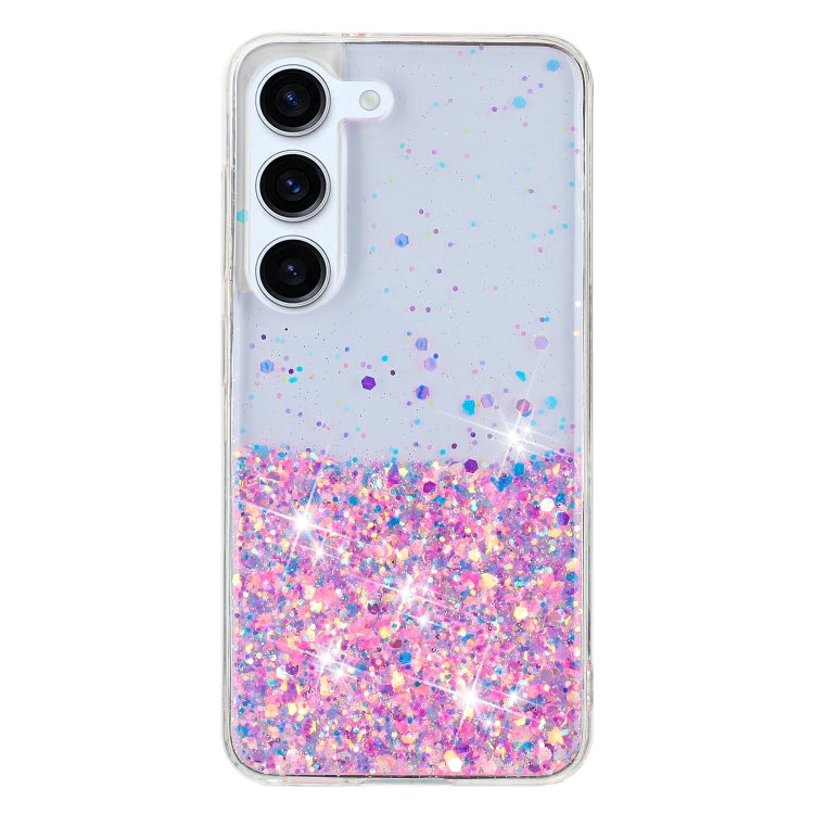 For Samsung Galaxy S24 5G Transparent Frame Noctilucent Glitter Powder TPU Phone Case