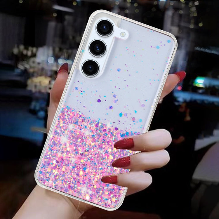 For Samsung Galaxy S24 5G Transparent Frame Noctilucent Glitter Powder TPU Phone Case