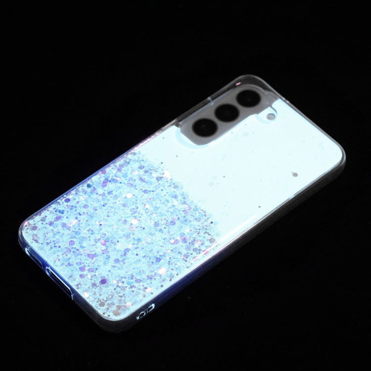 For Samsung Galaxy S24 5G Transparent Frame Noctilucent Glitter Powder TPU Phone Case