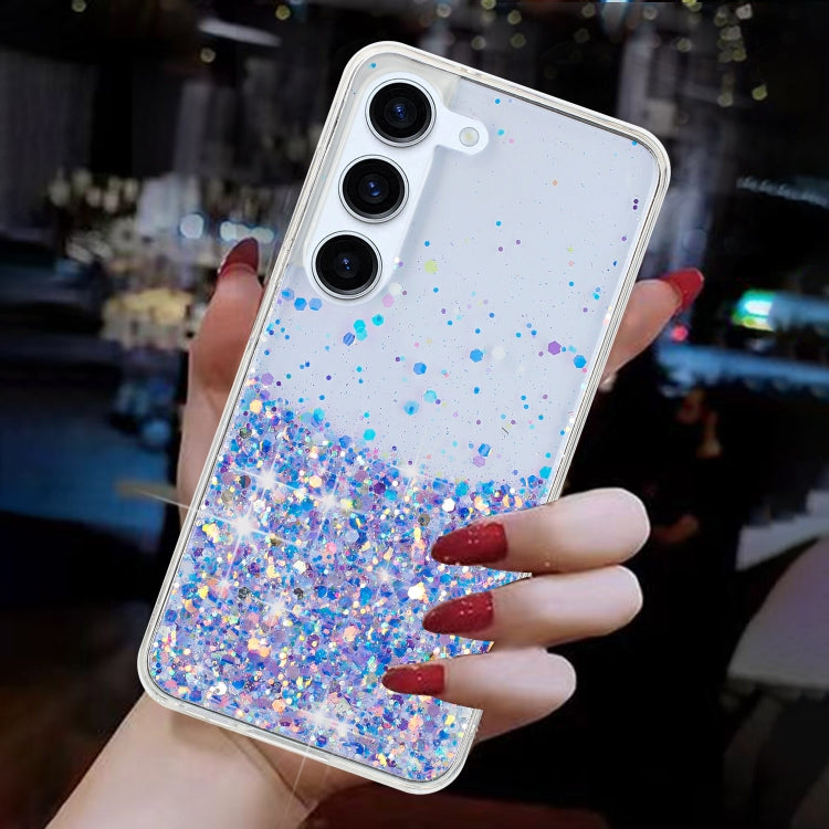 For Samsung Galaxy S24 5G Transparent Frame Noctilucent Glitter Powder TPU Phone Case
