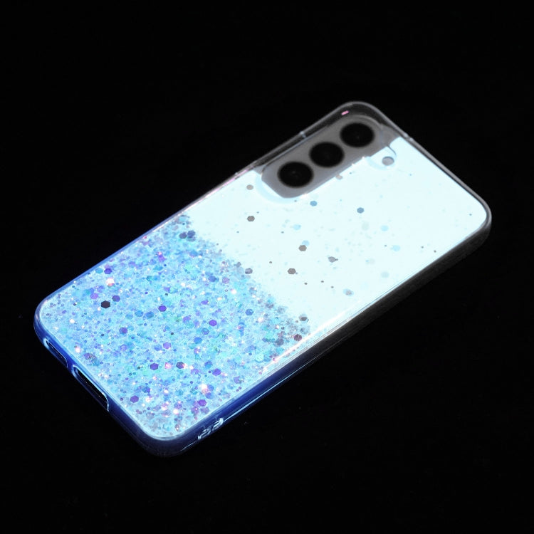 For Samsung Galaxy S24 5G Transparent Frame Noctilucent Glitter Powder TPU Phone Case