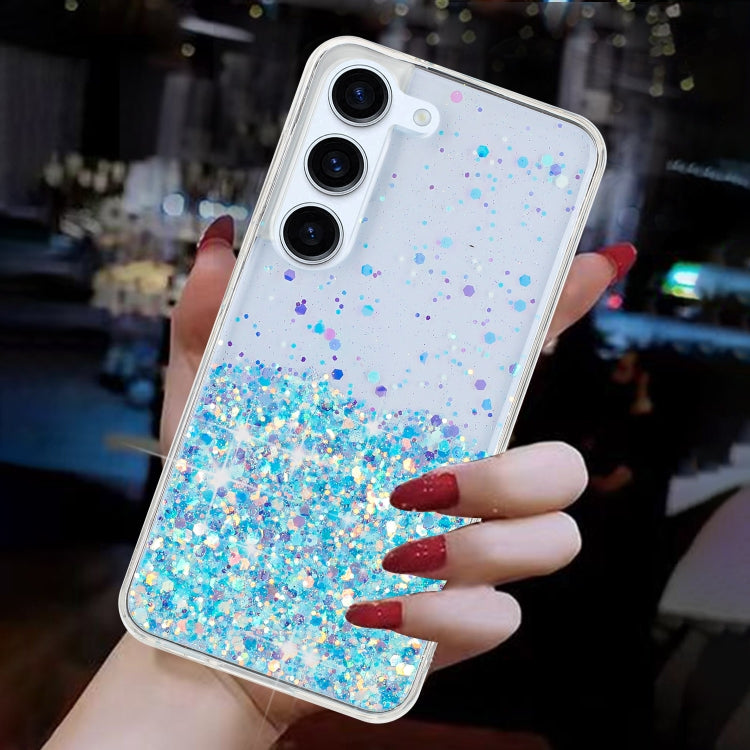 For Samsung Galaxy S24 5G Transparent Frame Noctilucent Glitter Powder TPU Phone Case