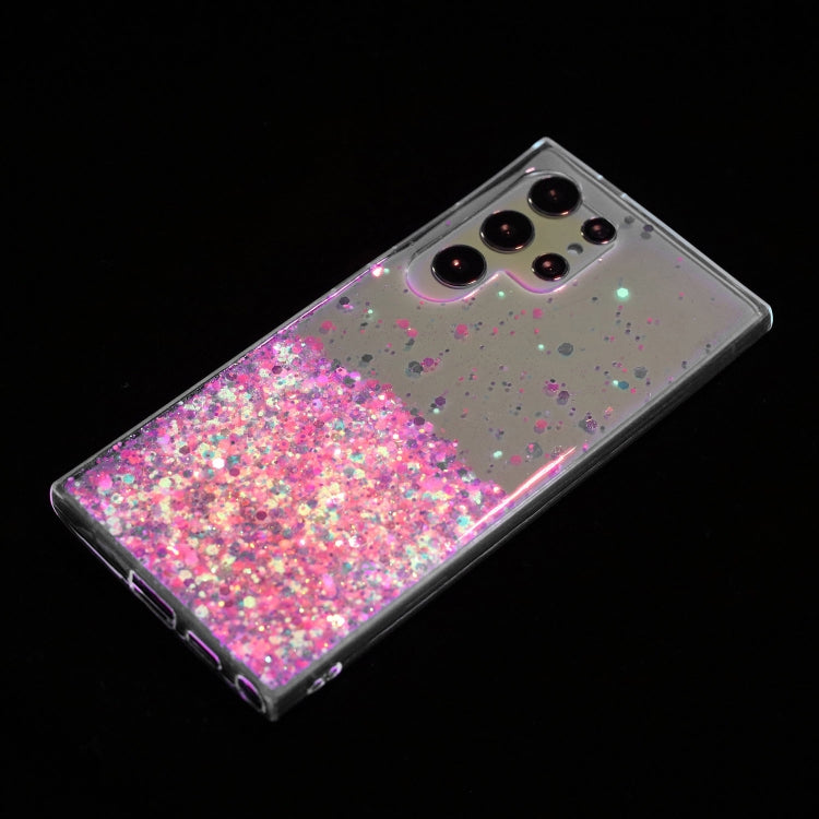 For Samsung Galaxy S24 Ultra 5G Transparent Frame Noctilucent Glitter Powder TPU Phone Case