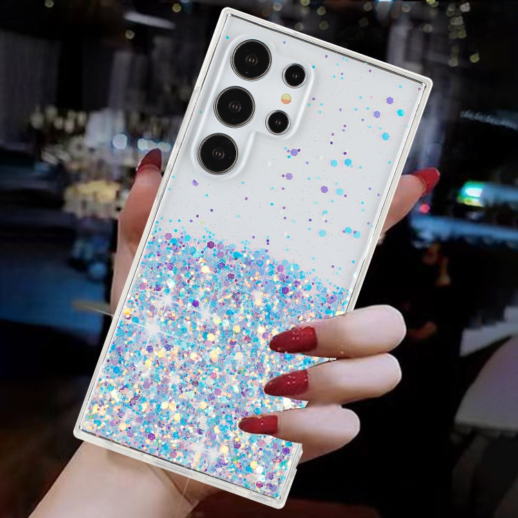 For Samsung Galaxy S24 Ultra 5G Transparent Frame Noctilucent Glitter Powder TPU Phone Case