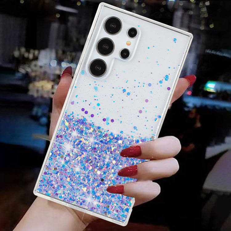 For Samsung Galaxy S24 Ultra 5G Transparent Frame Noctilucent Glitter Powder TPU Phone Case