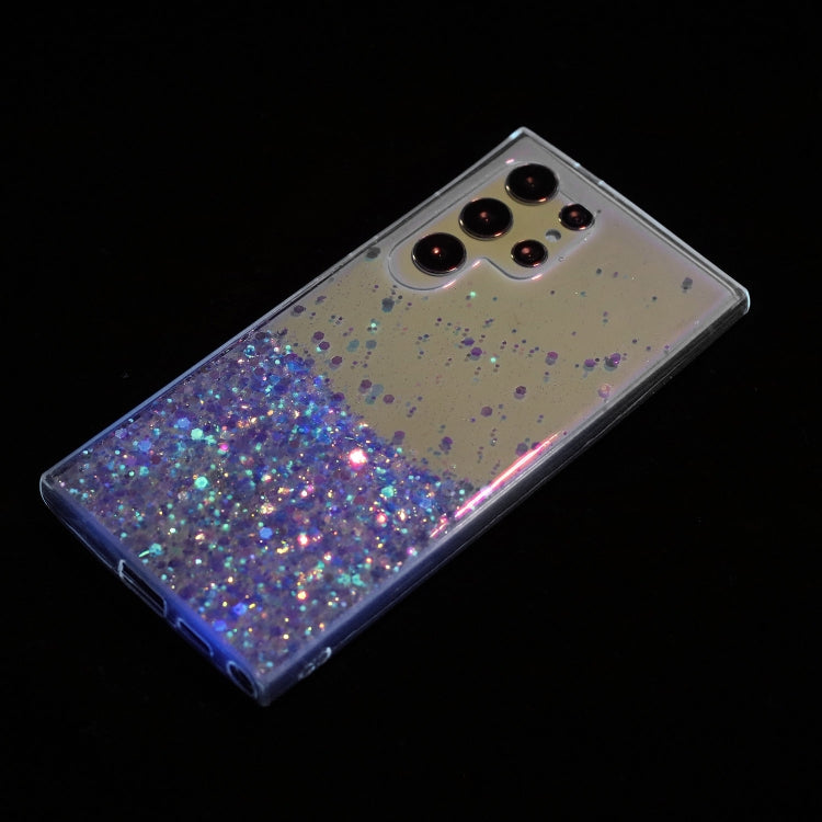 For Samsung Galaxy S24 Ultra 5G Transparent Frame Noctilucent Glitter Powder TPU Phone Case
