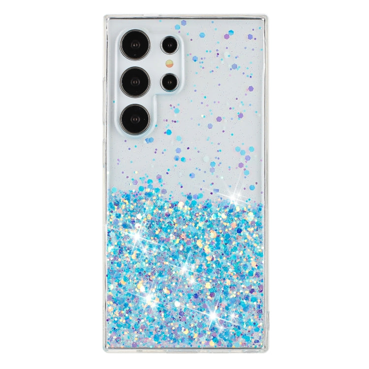 For Samsung Galaxy S24 Ultra 5G Transparent Frame Noctilucent Glitter Powder TPU Phone Case