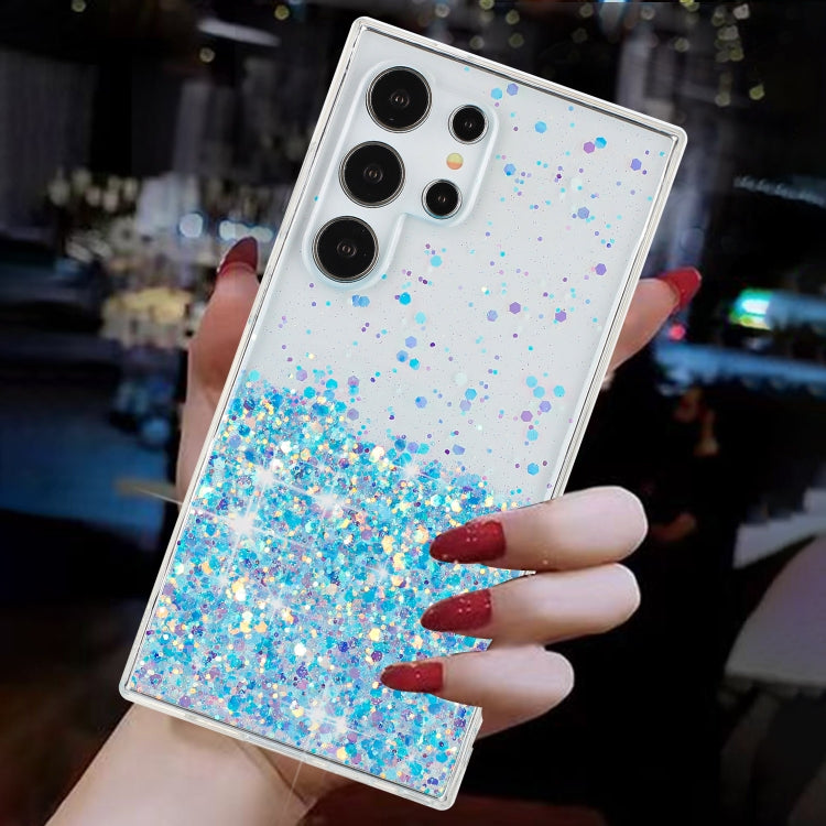 For Samsung Galaxy S24 Ultra 5G Transparent Frame Noctilucent Glitter Powder TPU Phone Case
