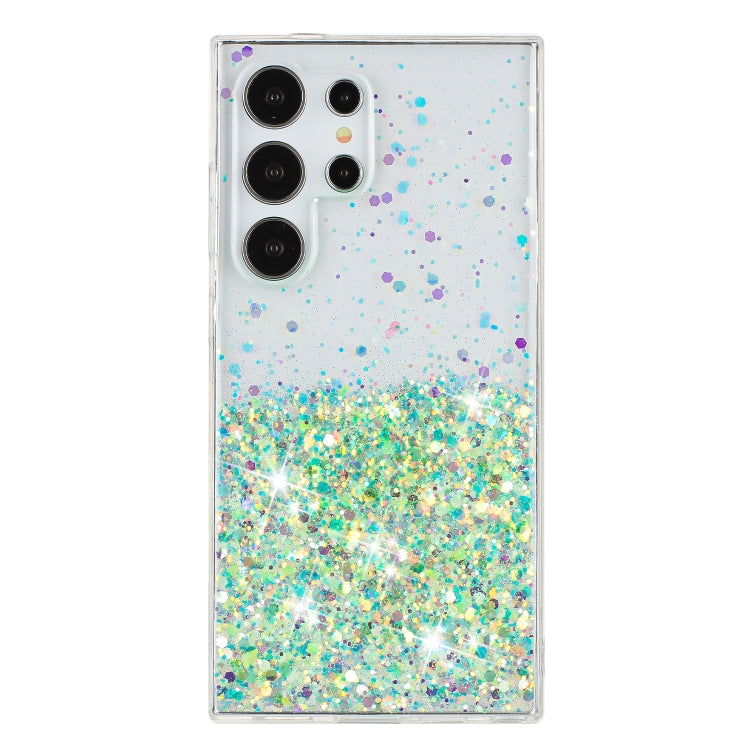 For Samsung Galaxy S24 Ultra 5G Transparent Frame Noctilucent Glitter Powder TPU Phone Case