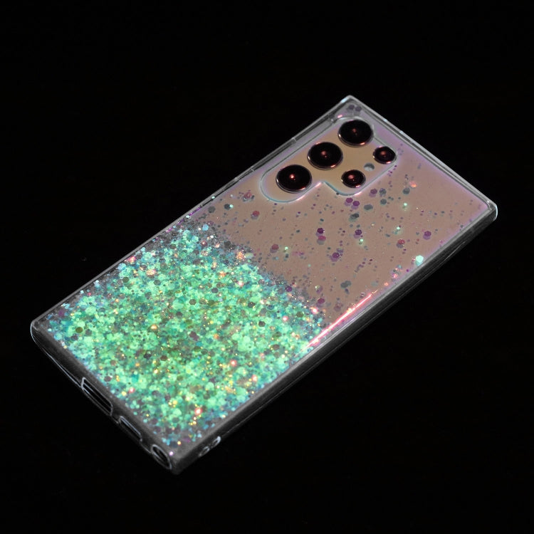 For Samsung Galaxy S24 Ultra 5G Transparent Frame Noctilucent Glitter Powder TPU Phone Case