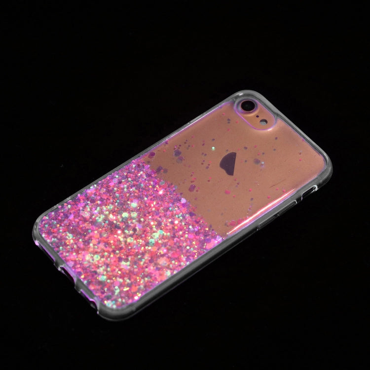 For iPhone 8 / 7 Transparent Frame Noctilucent Glitter Powder TPU Phone Case