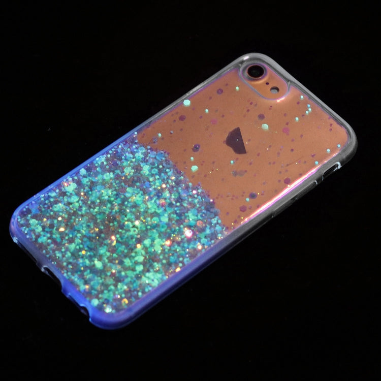 For iPhone 8 / 7 Transparent Frame Noctilucent Glitter Powder TPU Phone Case