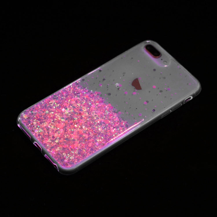 For iPhone 8 Plus / 7 Plus Transparent Frame Noctilucent Glitter Powder TPU Phone Case