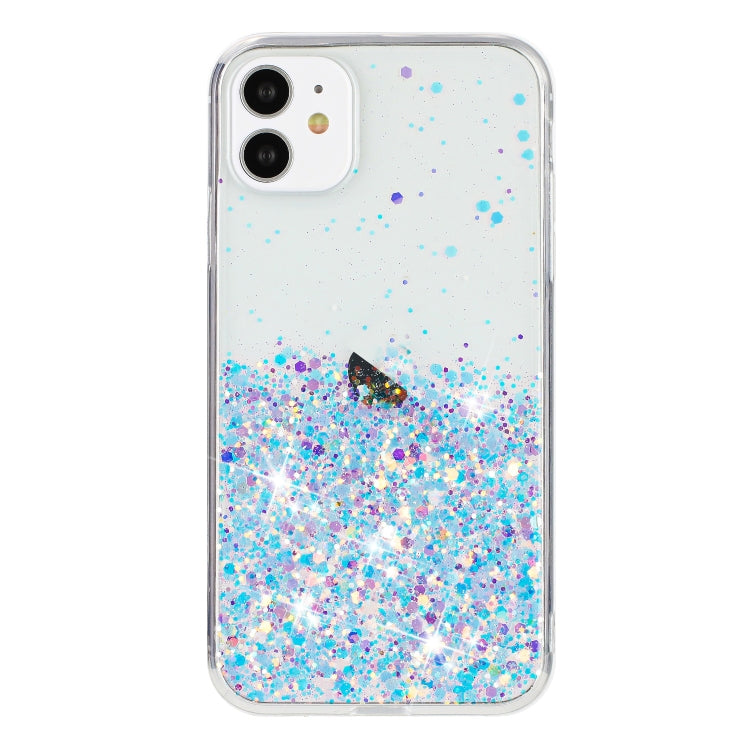 For iPhone 11 Transparent Frame Noctilucent Glitter Powder TPU Phone Case