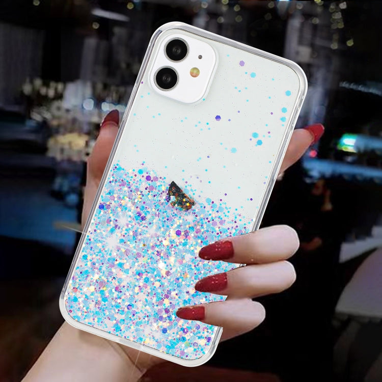 For iPhone 11 Transparent Frame Noctilucent Glitter Powder TPU Phone Case