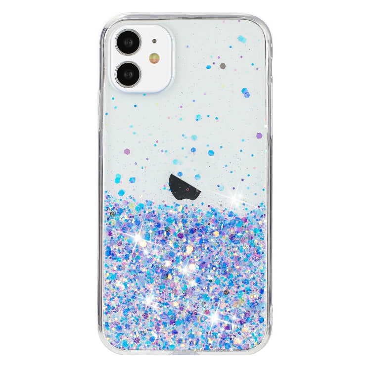 For iPhone 11 Transparent Frame Noctilucent Glitter Powder TPU Phone Case