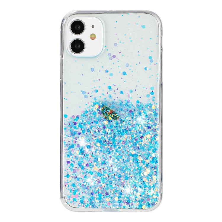 For iPhone 11 Transparent Frame Noctilucent Glitter Powder TPU Phone Case