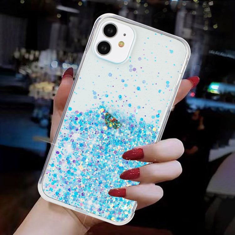 For iPhone 11 Transparent Frame Noctilucent Glitter Powder TPU Phone Case