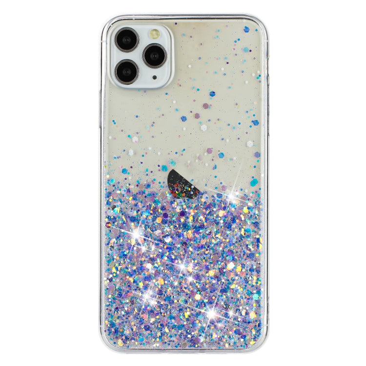For iPhone 11 Pro Transparent Frame Noctilucent Glitter Powder TPU Phone Case