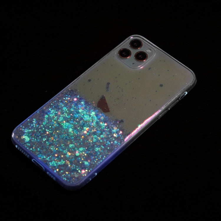 For iPhone 11 Pro Transparent Frame Noctilucent Glitter Powder TPU Phone Case