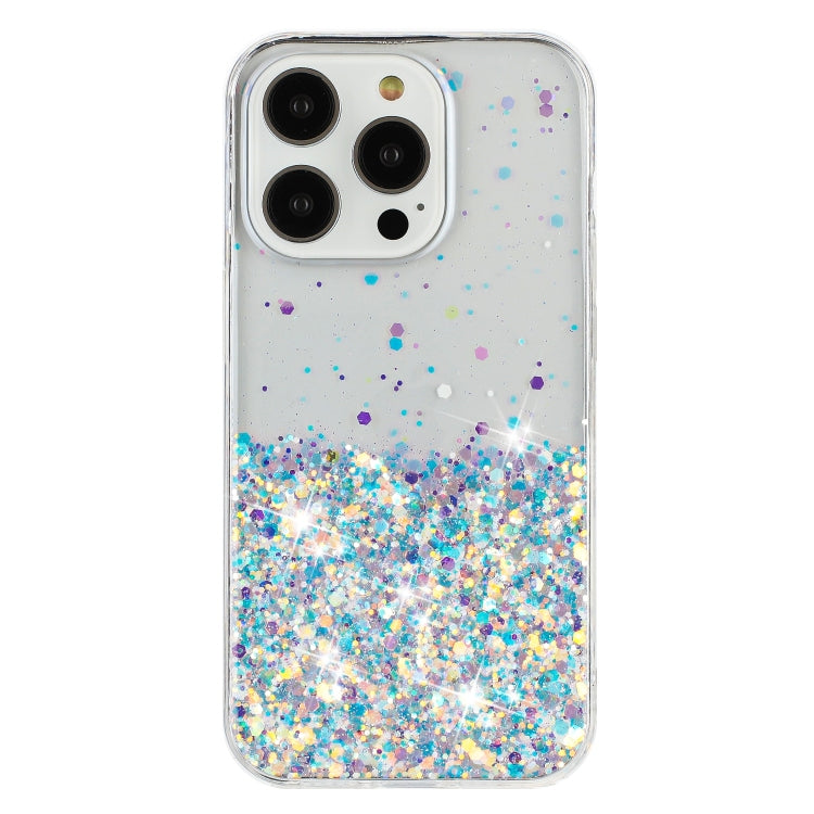 For iPhone 13 Pro Max Transparent Frame Noctilucent Glitter Powder TPU Phone Case