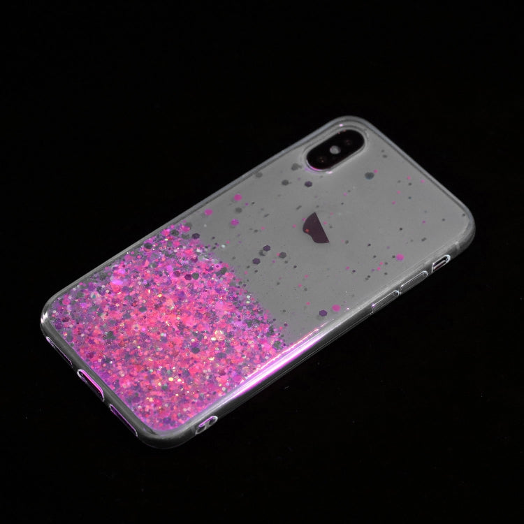 For iPhone XS Max Transparent Frame Noctilucent Glitter Powder TPU Phone Case