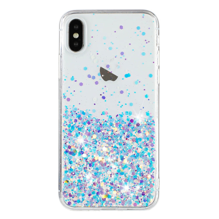 For iPhone XS Max Transparent Frame Noctilucent Glitter Powder TPU Phone Case