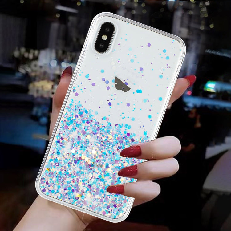For iPhone XS Max Transparent Frame Noctilucent Glitter Powder TPU Phone Case