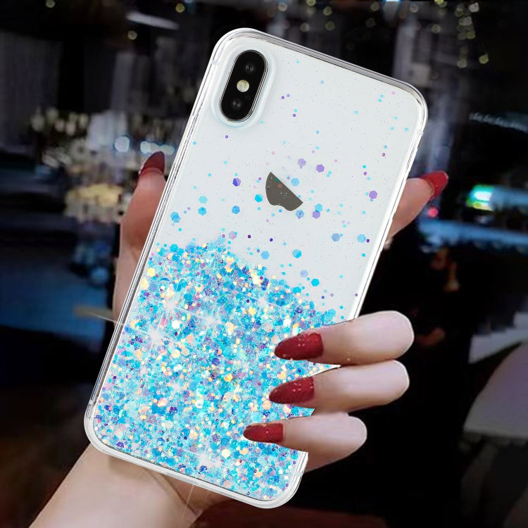 For iPhone XS Max Transparent Frame Noctilucent Glitter Powder TPU Phone Case