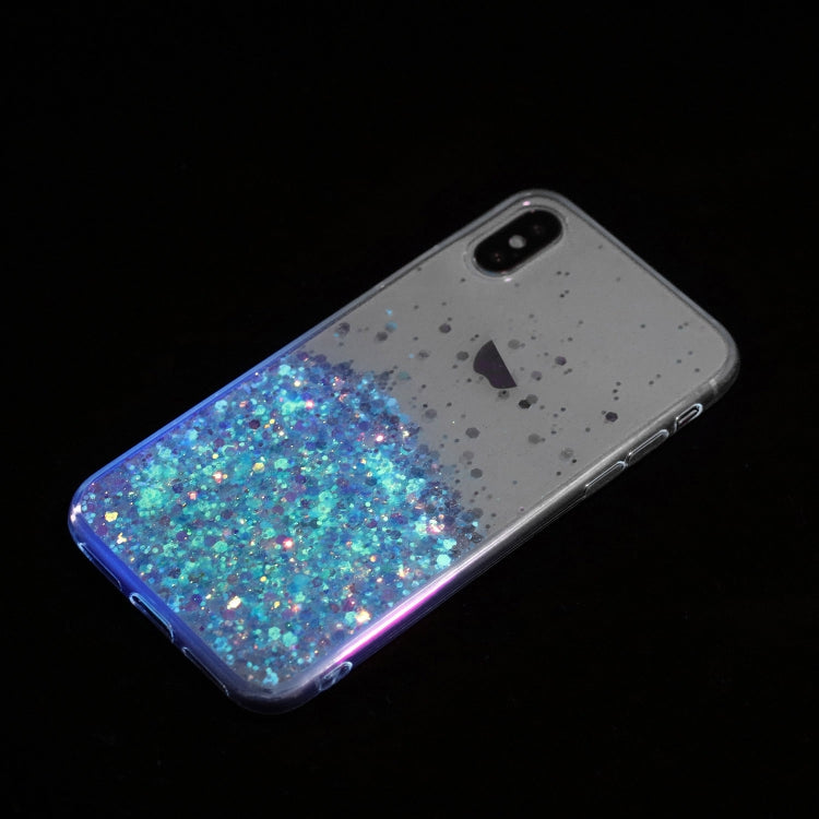 For iPhone XS Max Transparent Frame Noctilucent Glitter Powder TPU Phone Case