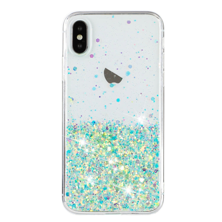 For iPhone XS Max Transparent Frame Noctilucent Glitter Powder TPU Phone Case