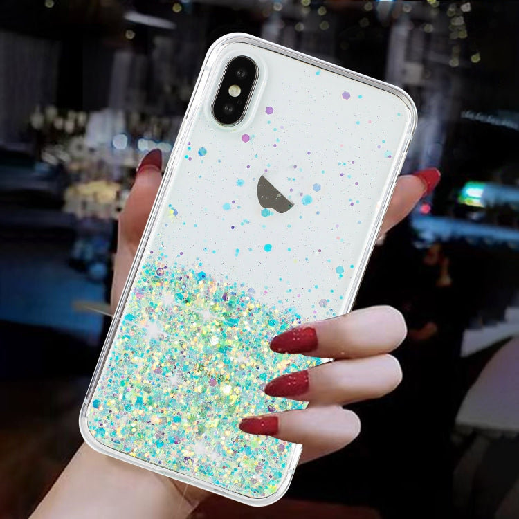 For iPhone XS Max Transparent Frame Noctilucent Glitter Powder TPU Phone Case