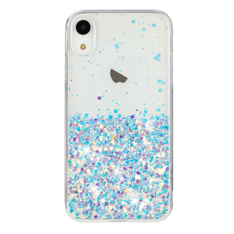 For iPhone XR Transparent Frame Noctilucent Glitter Powder TPU Phone Case