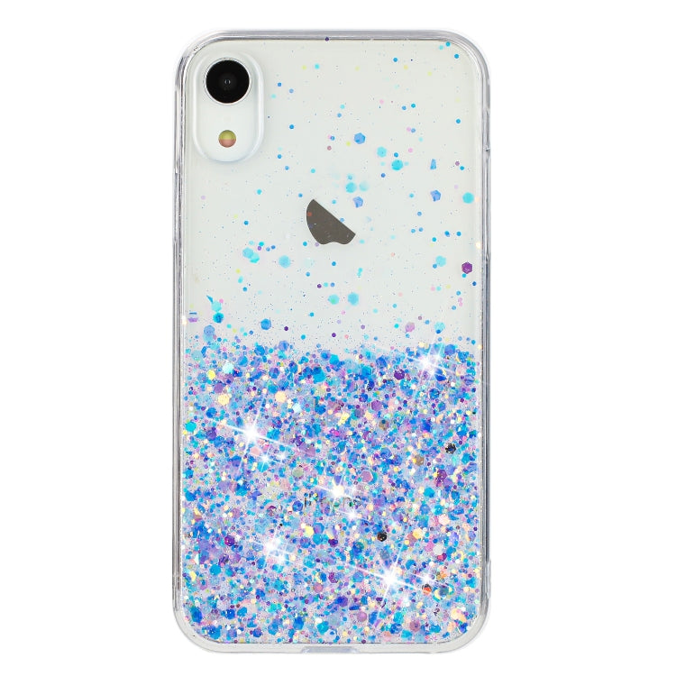 For iPhone XR Transparent Frame Noctilucent Glitter Powder TPU Phone Case