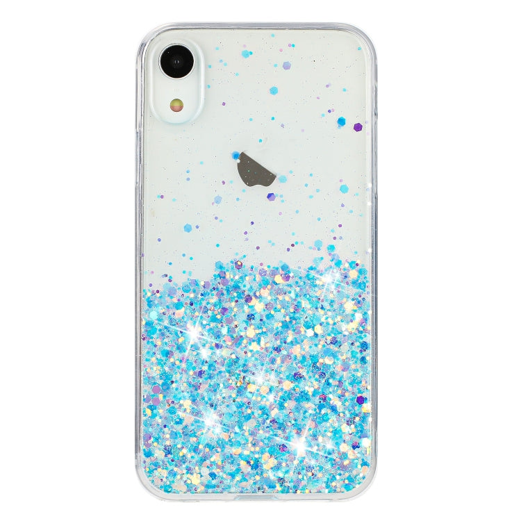 For iPhone XR Transparent Frame Noctilucent Glitter Powder TPU Phone Case