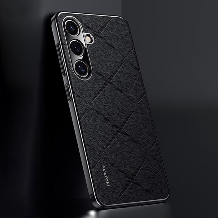For Samsung Galaxy S25+ 5G Plain Leather PC Phone Case