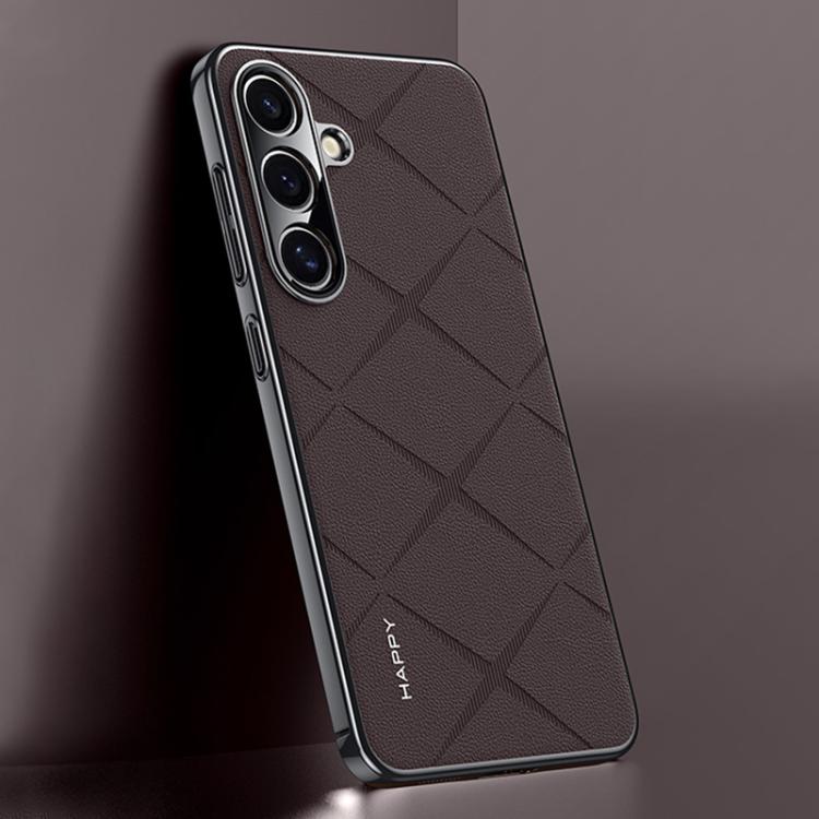 For Samsung Galaxy S25+ 5G Plain Leather PC Phone Case