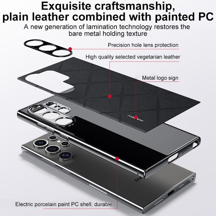 For Samsung Galaxy S24 5G Plain Leather PC Phone Case