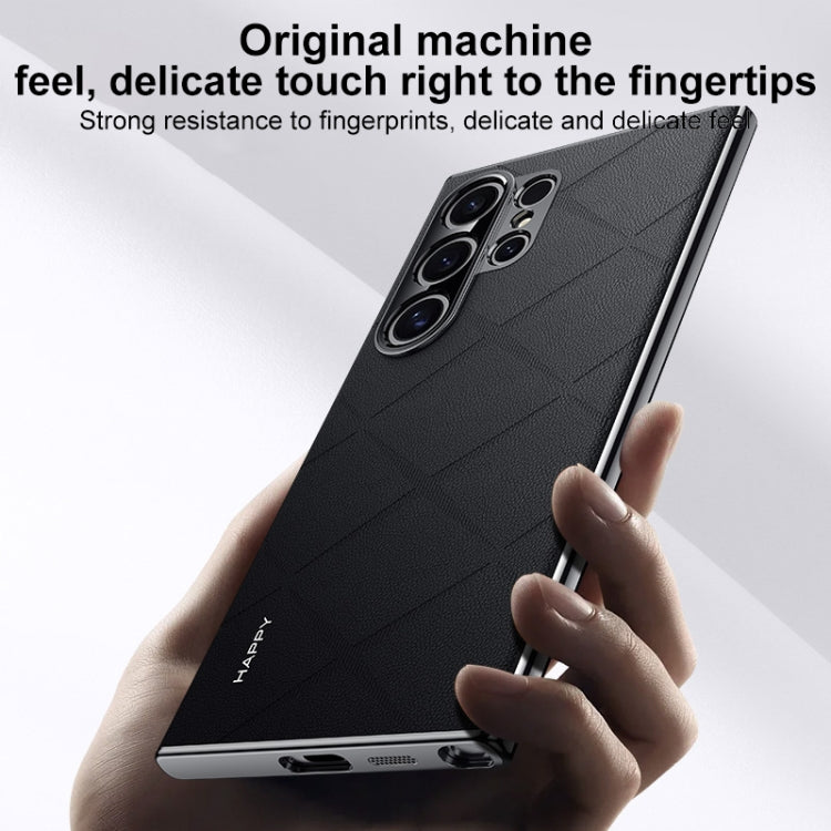 For Samsung Galaxy S24 5G Plain Leather PC Phone Case