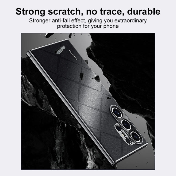 For Samsung Galaxy S24 5G Plain Leather PC Phone Case
