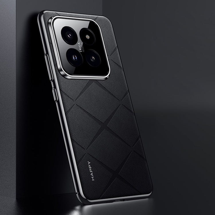 For Xiaomi 14 Pro Plain Leather PC Phone Case