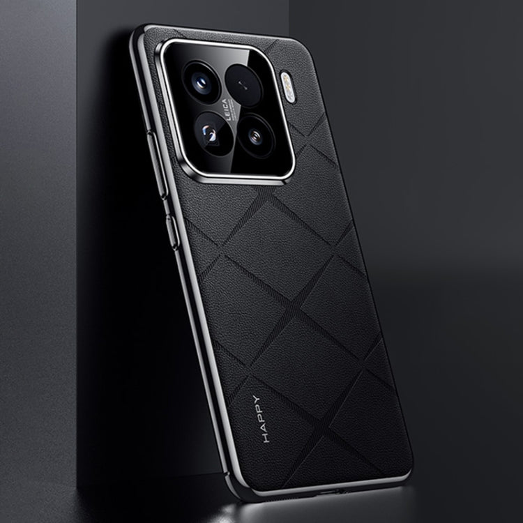 For Xiaomi 15 Pro Plain Leather PC Phone Case