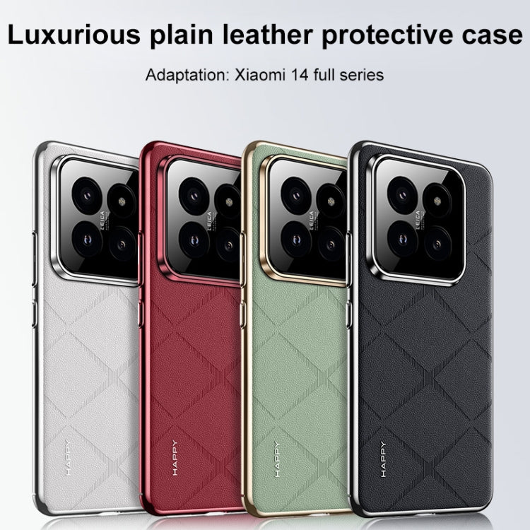For Xiaomi 14 Plain Leather PC Phone Case