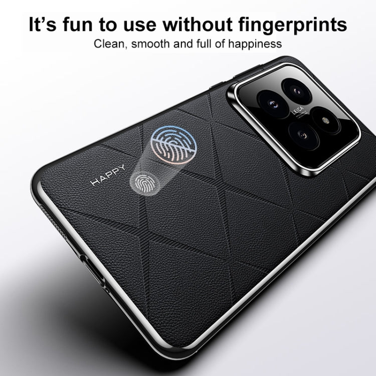For Xiaomi 14 Plain Leather PC Phone Case