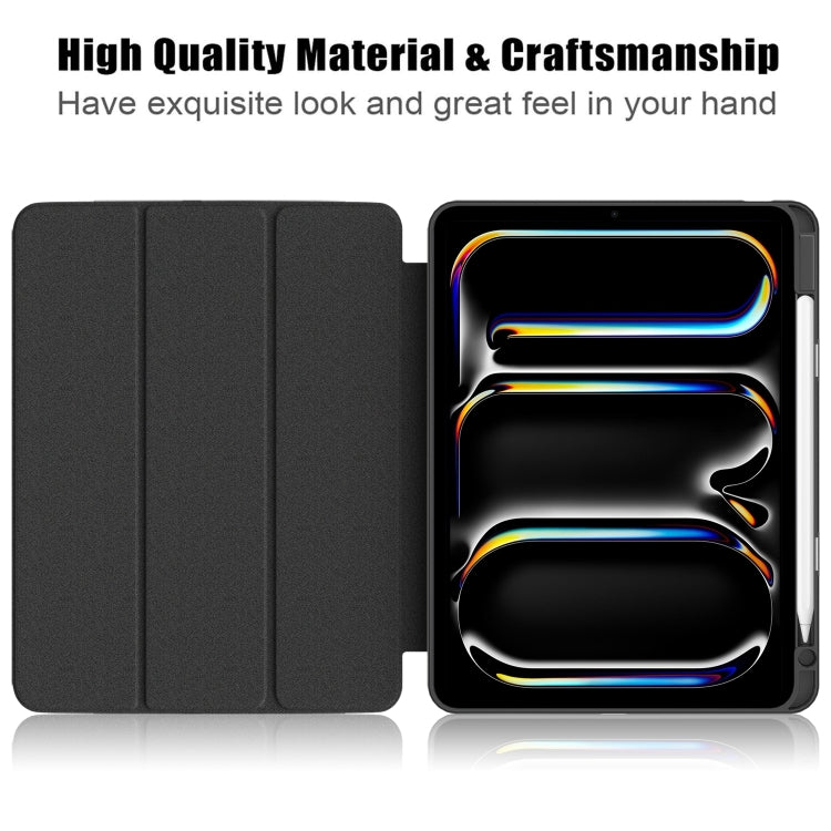 For iPad Pro 11 2025 / 2024 Acrylic 3-Fold Smart Leather Tablet Case