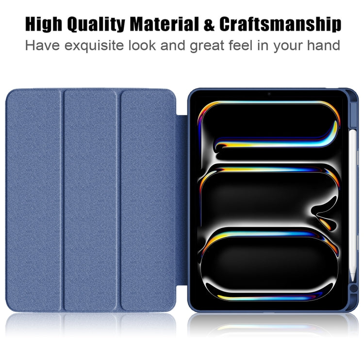 For iPad Pro 11 2025 / 2024 Acrylic 3-Fold Smart Leather Tablet Case