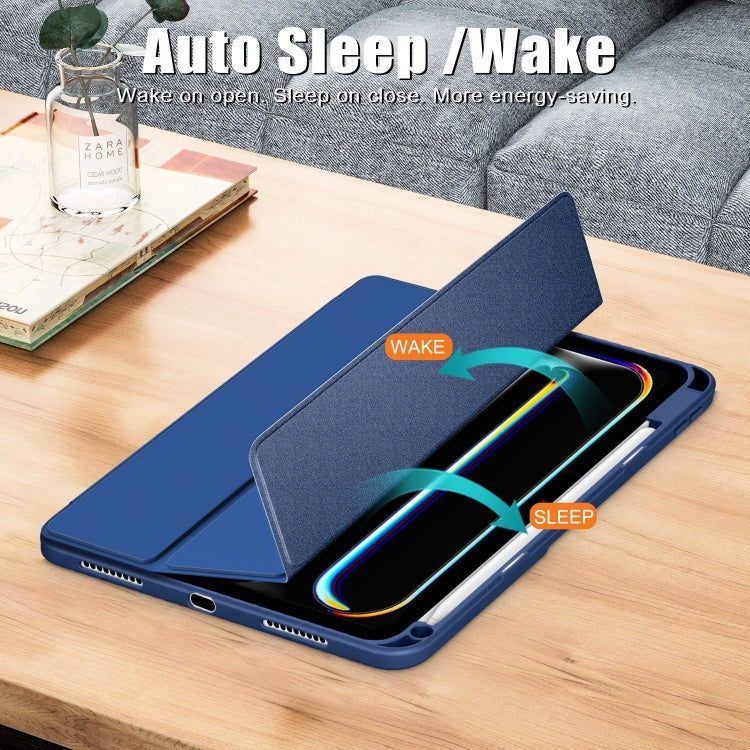 For iPad Pro 11 2025 / 2024 Acrylic 3-Fold Smart Leather Tablet Case